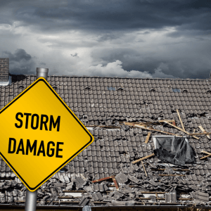 storm damaged roof from wind damage