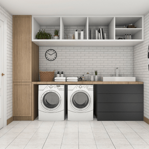 laundry room remodel ideas- flooring, walls, countertops